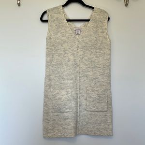 Cream Tunic Sweater Vest with Pockets